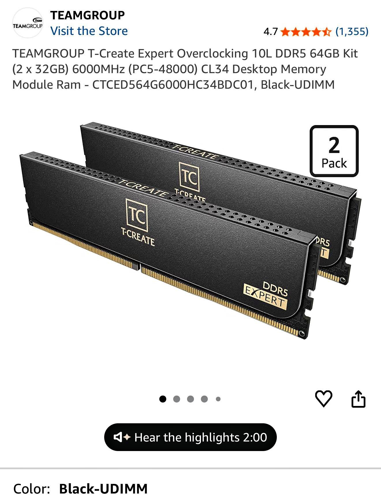 64GB DDR5 Ram (2 x 32GB) 6000Mhz - Memory - Hayward, California 