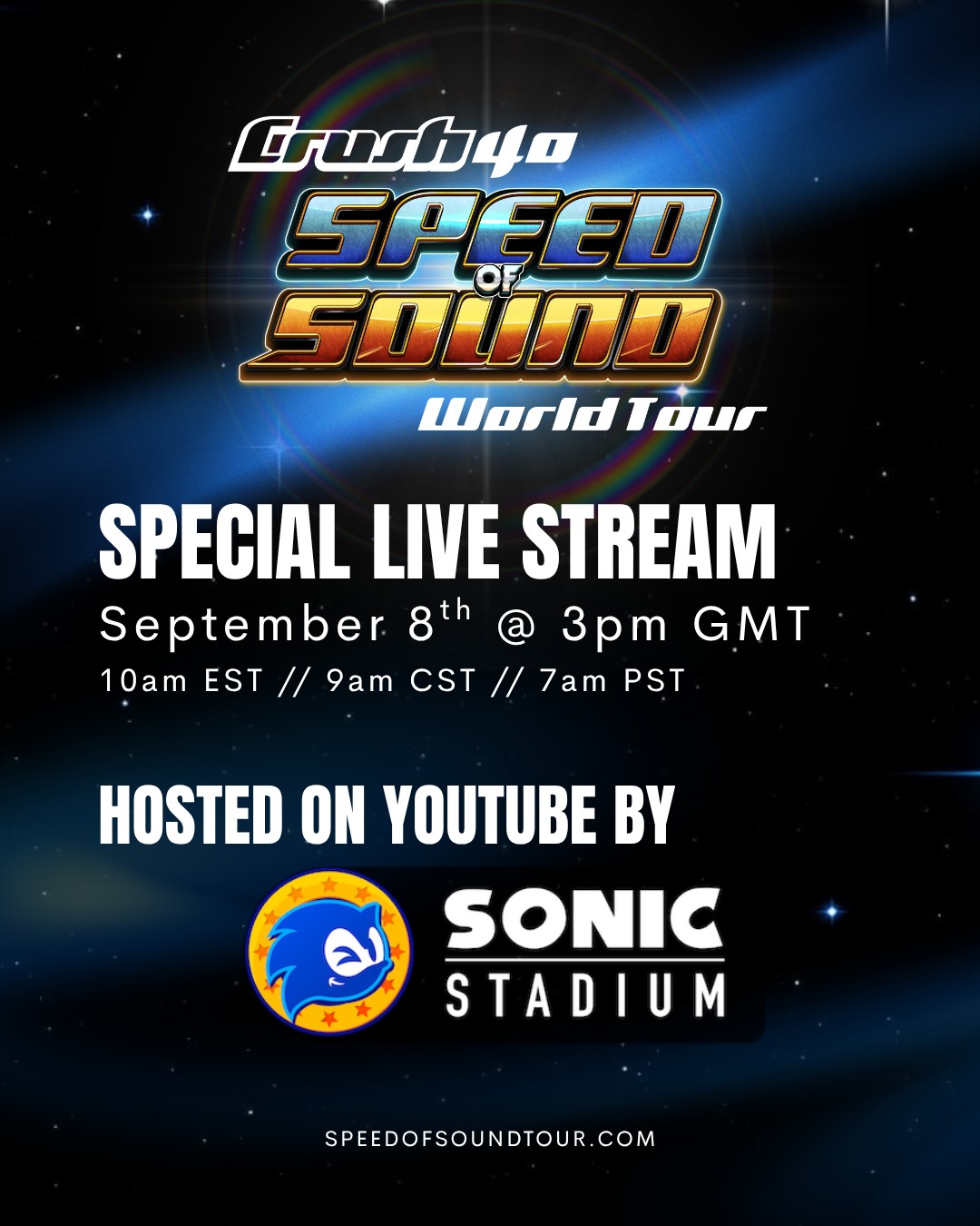 Crush 40 livestream: Speed of Sound Tour reveal and VIP ticket