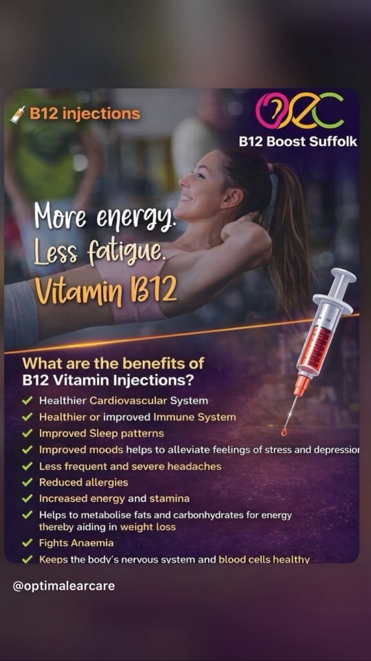 vitamin b12 injection for stress and tiredness Feeling tired, foggy, or run-down? It could be a deficiency 🧠⚡ ✓ Weekly B12 injections help support: • Increased energy + reduced fatigue • Sharper focus + better mood • Boosted Vitamin B12 | Elysian Wellness