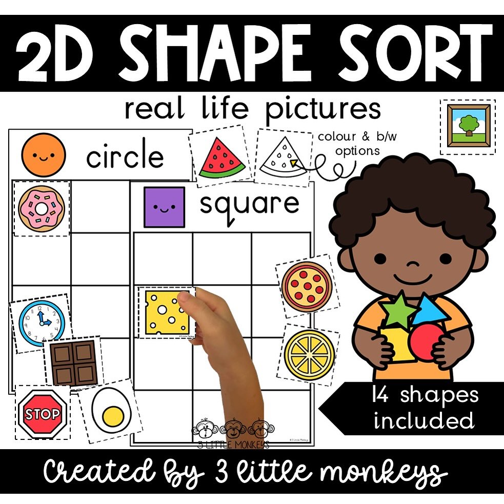 3 Little - ️2D Shape Sort ️ 2D Shape Sort Activity Make learning shapes ...