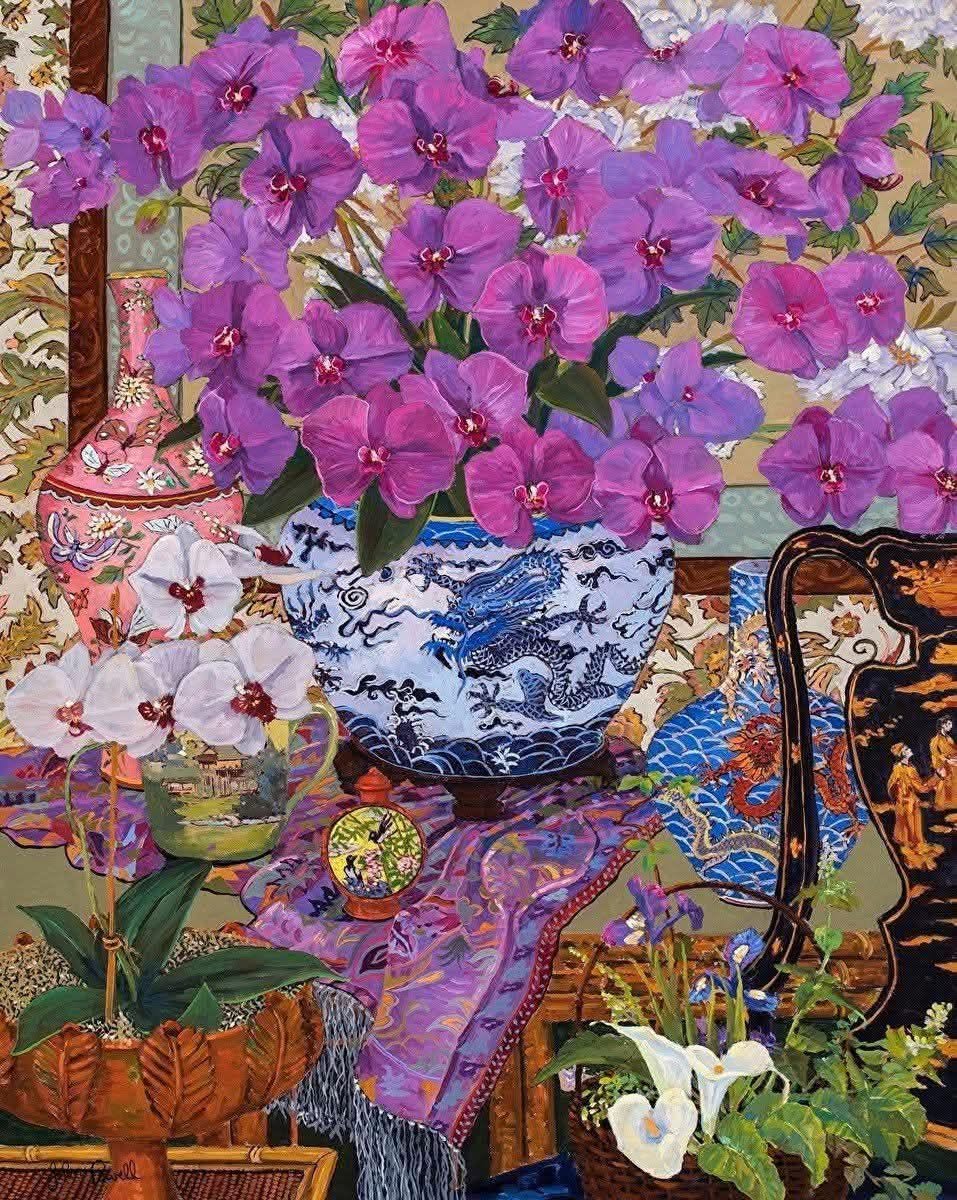 Orchid Splendour” Artist John Powell Oil on Canvas