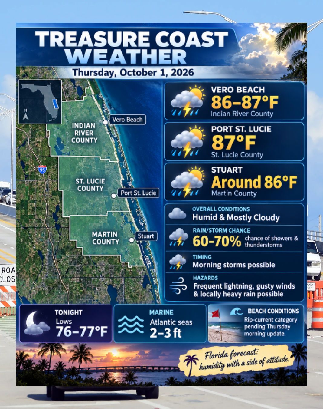 Treasure Coast weather forecast for October 1, 2026