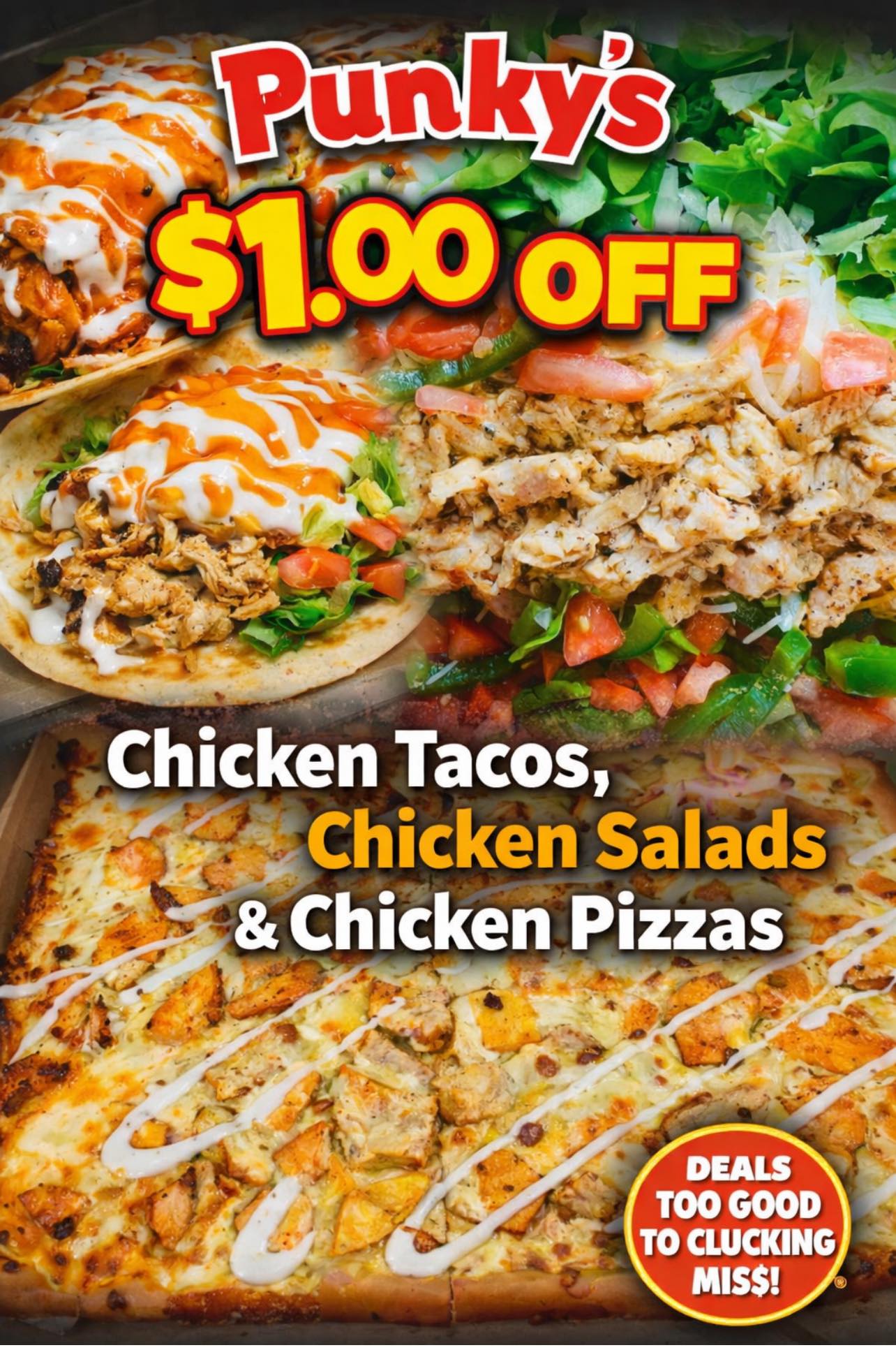 🔥🐔 CLUCK YEAH, IT’S A DEAL! 🐔🔥... - Punky's Famous Flatbreads | Facebook