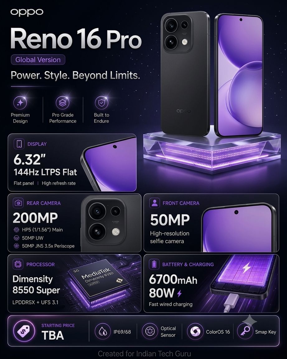 OPPO Reno 16 global variant appears on Geekbench with Snapdragon 7