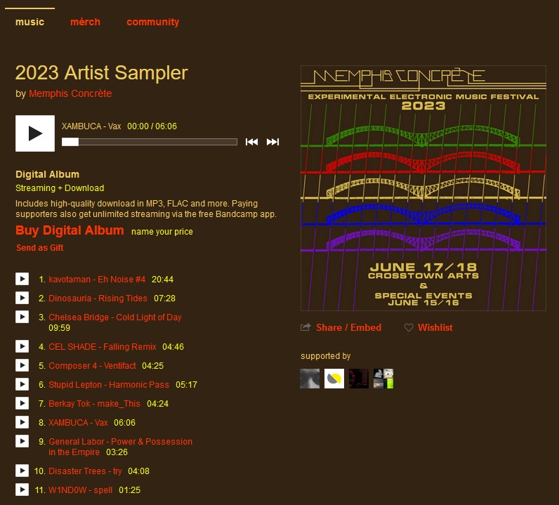 Memphis - Our artist sampler comp on bandcamp just got a big update. So ...