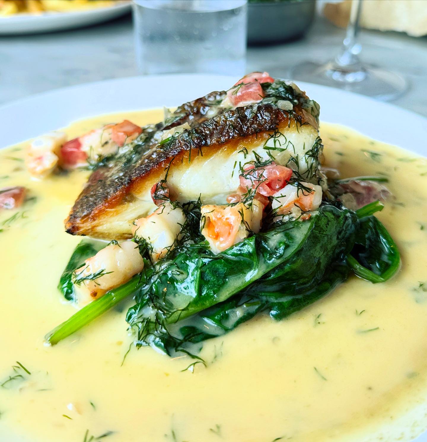 Littlefrench. - Tranche of brill, tomato, prawn and dill butter sauce ...