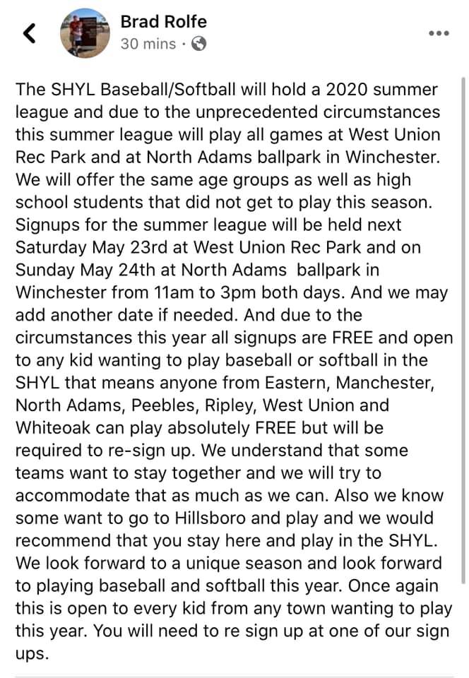 Hayley Rolfe Softball Clinic | West Union OH