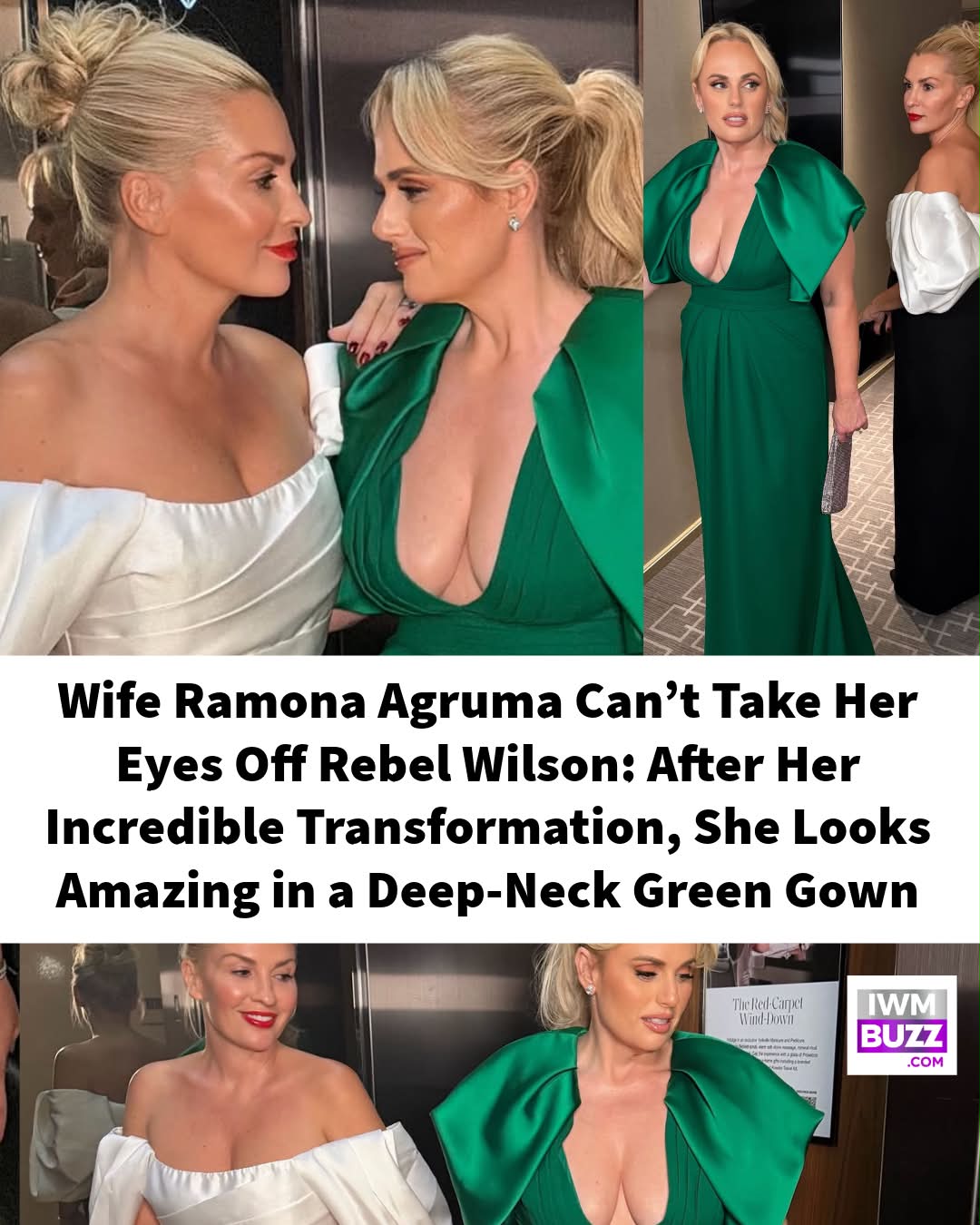 rebel wilson green dress Wife Ramona Agruma Can't Take Her Eyes Off Wilson: After Her Incredible Transformation, She Looks Amazing in a Deep-Neck Gown # RebelWilson #RamonaAgruma P052126-EXC