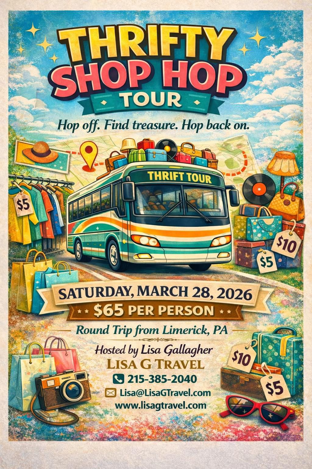 Thrifty Shop Hop Bus Tour - Thrift shopping- treasure hunting-meet new ...