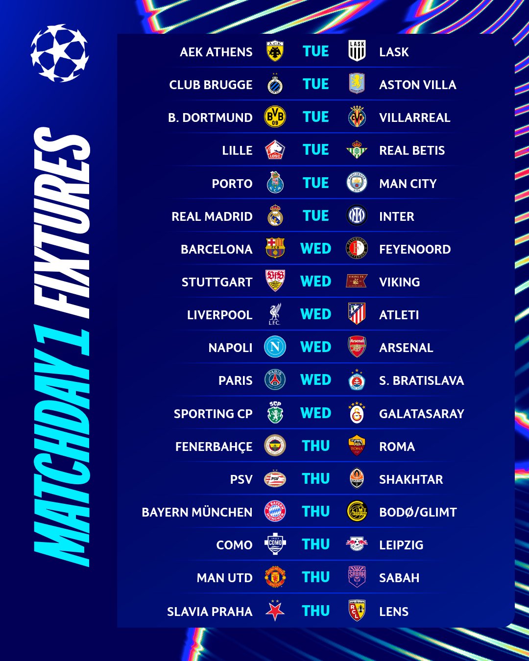 uefa champions league fixtures