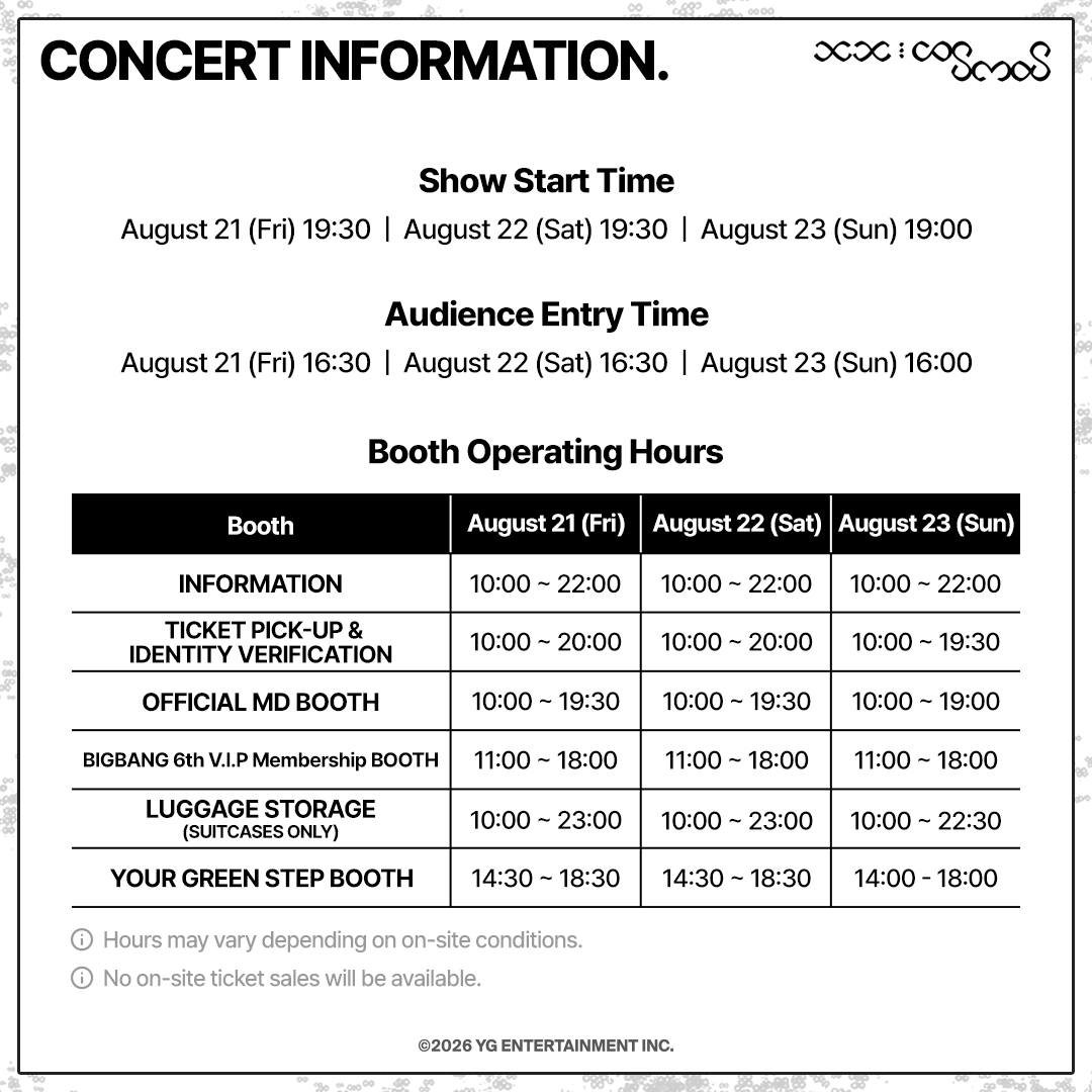 BIGBANG 2026-2027 WORLD TOUR < XX : COSMOS > IN GOYANG GUIDE