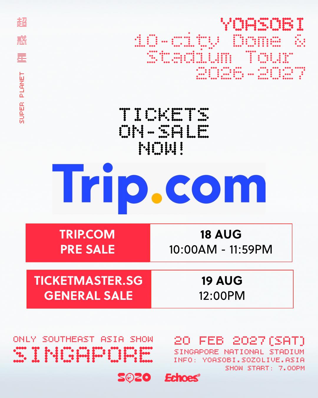 🚨 YOASOBI Singapore Trip.com Pre-sale is NOW OPEN! 🚨 The Trip