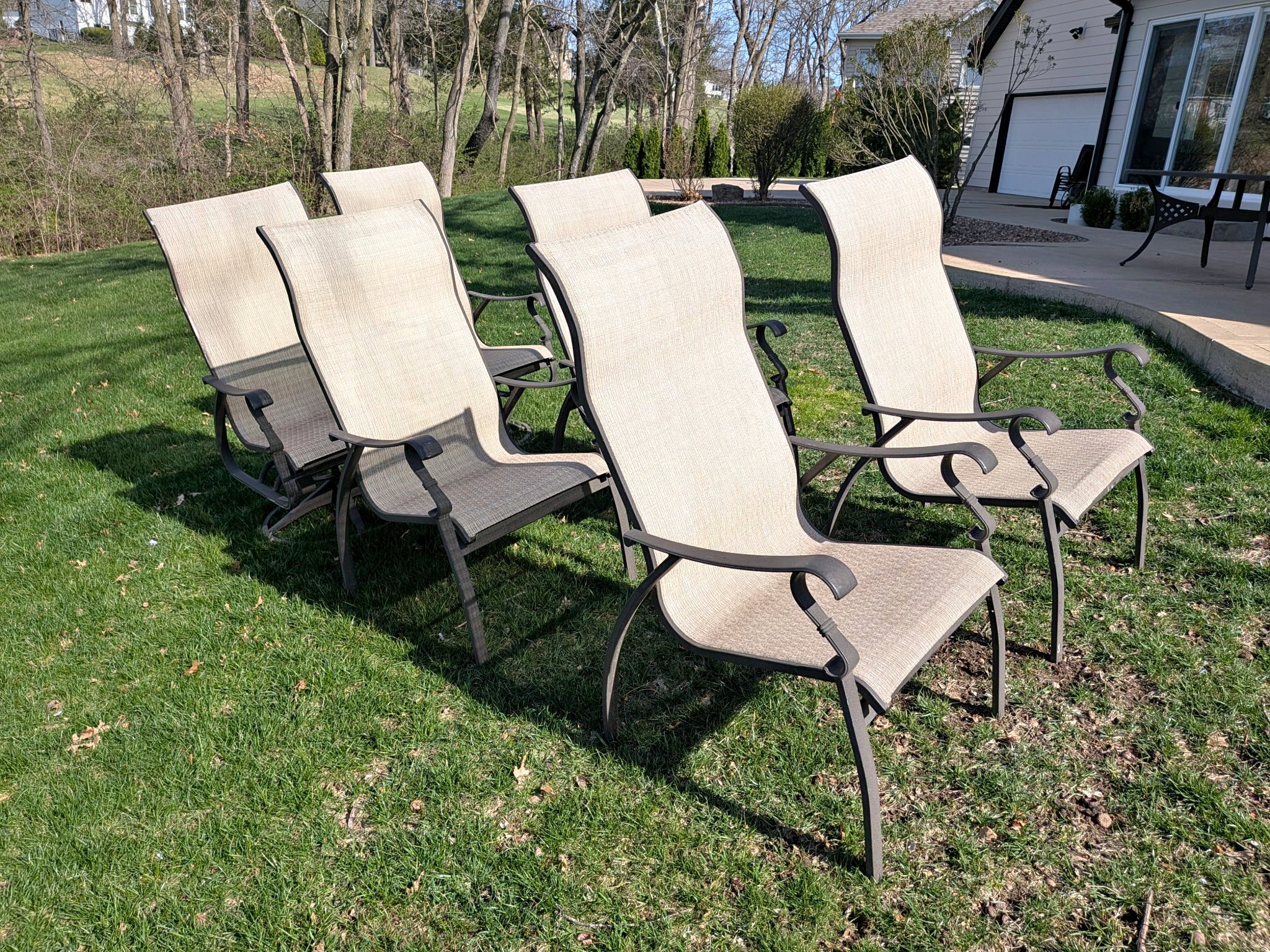 6 Heavy-Duty Outdoor Patio Chairs - 2 Swivel Rockers - Outdoor Chairs ...