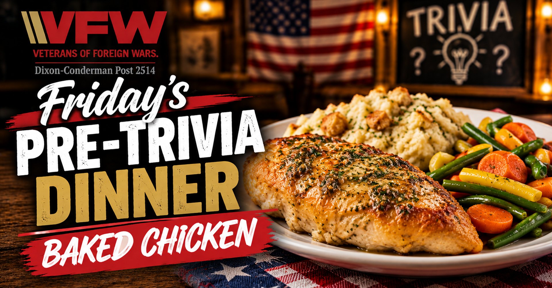 🍗 Friday Night Pre-Trivia Dinner