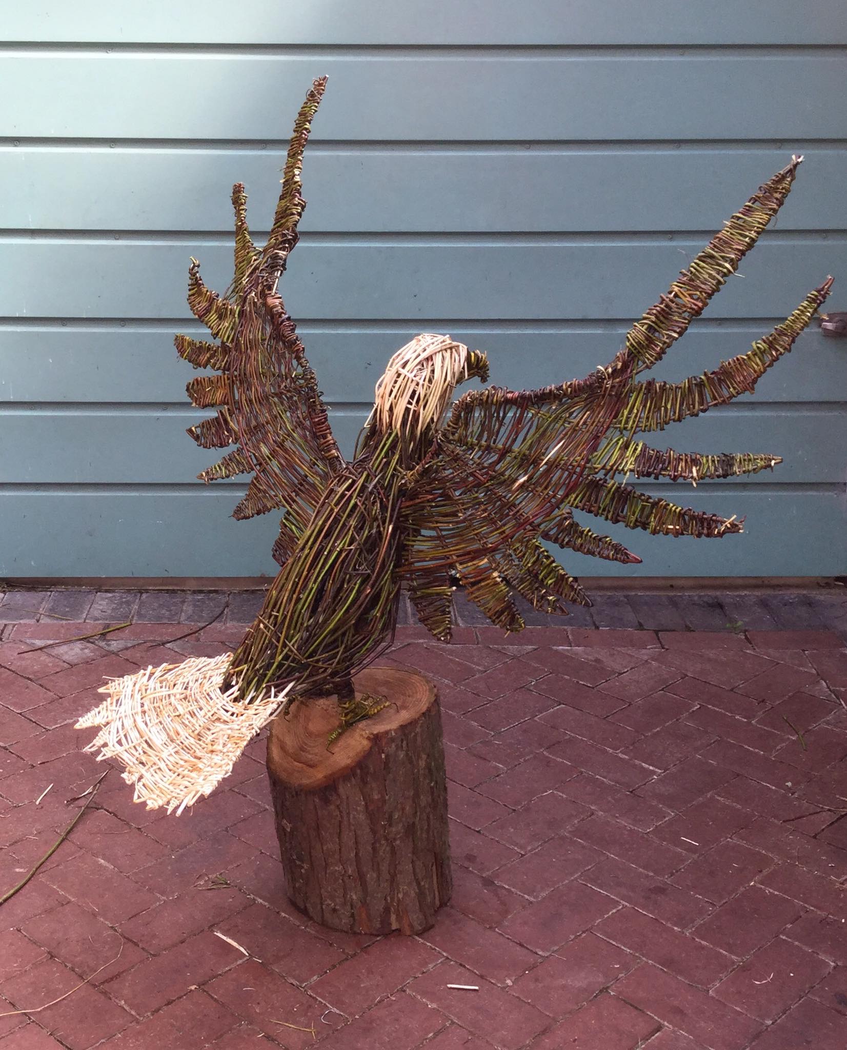 This is my recently finished willow sculpture of another owl with 