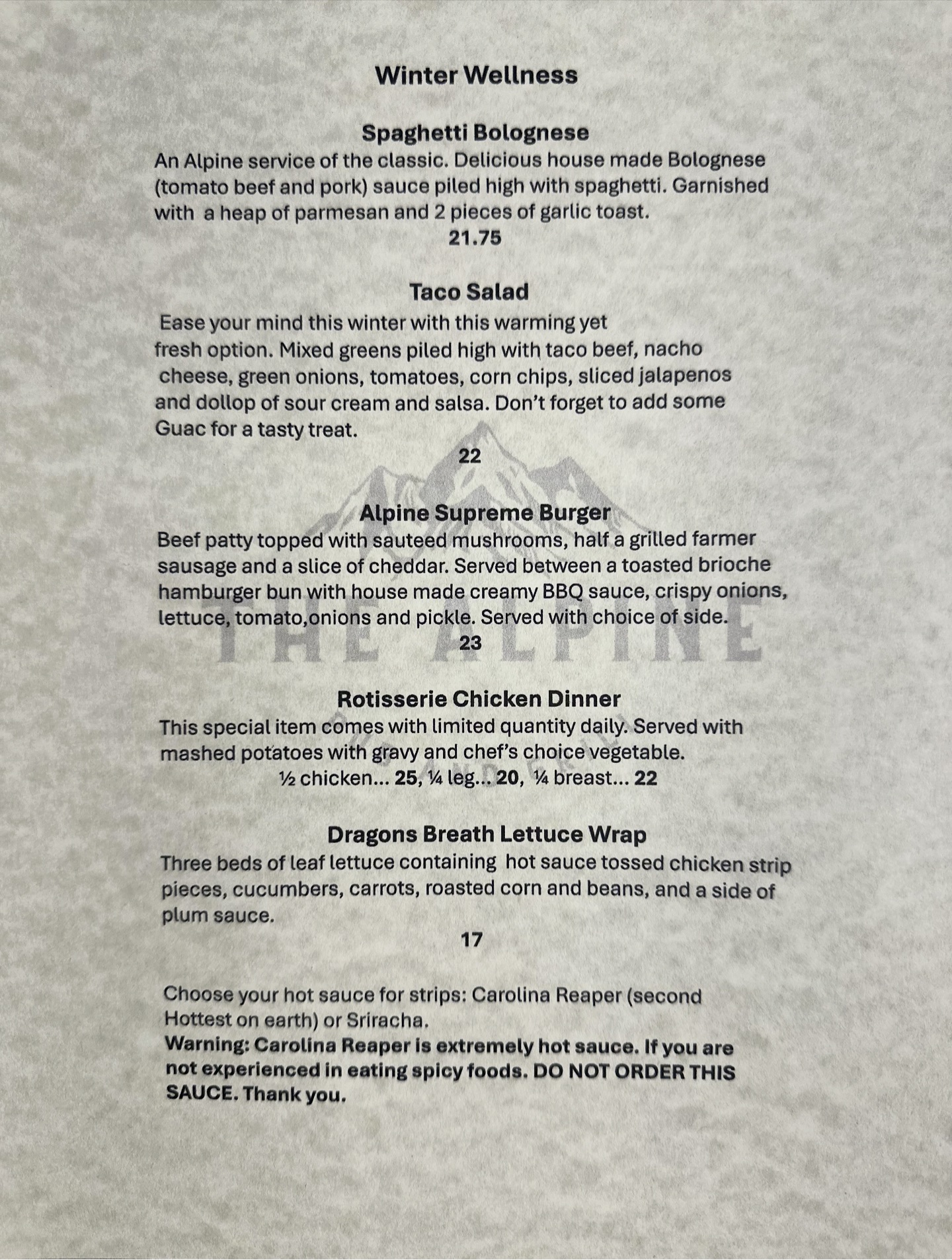 Alpine - Our Winter Wellness Menu has officially arrived at The Alpine ...