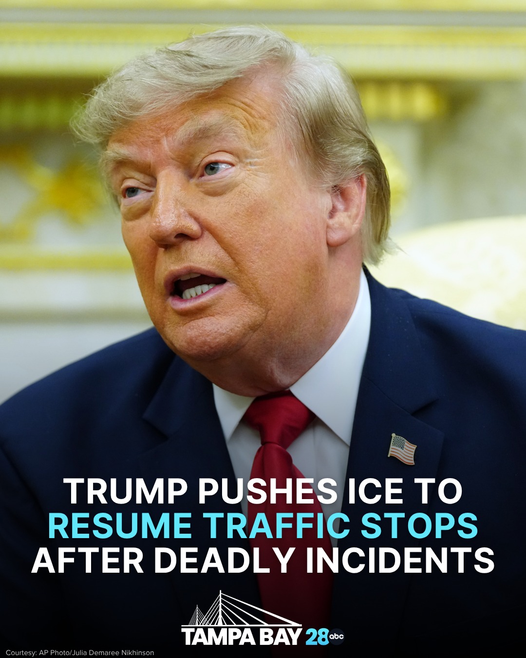 One day after the Department of Homeland Security told Immigration and Customs Enforcement agents to temporarily halt most traffic stops, President Donald Trump said ICE agents should continue making stops