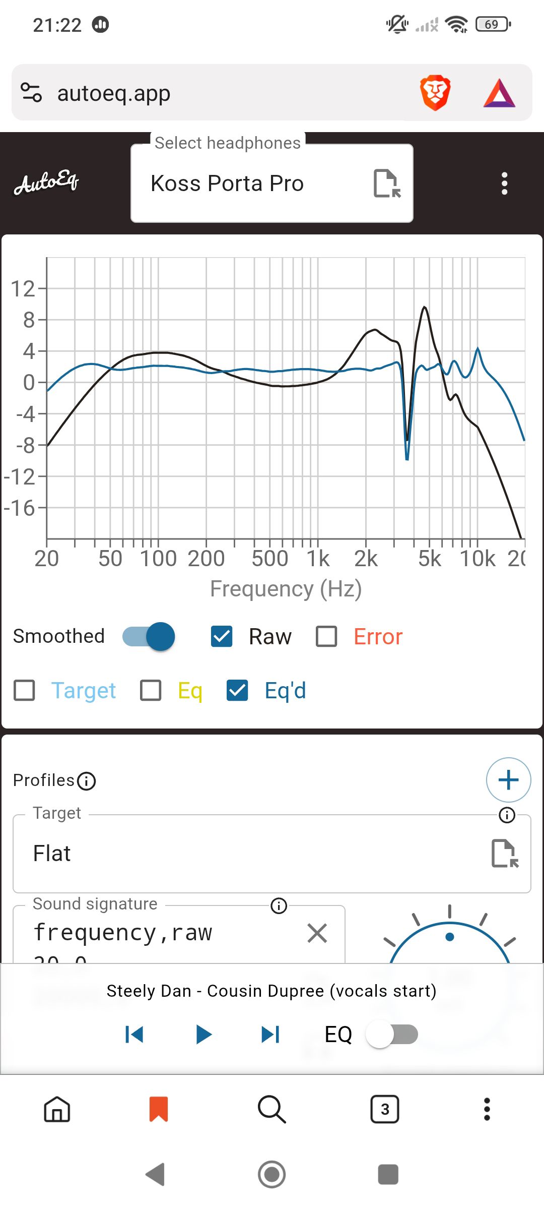 Koss Porta Pro headphones with flat target curve equalization