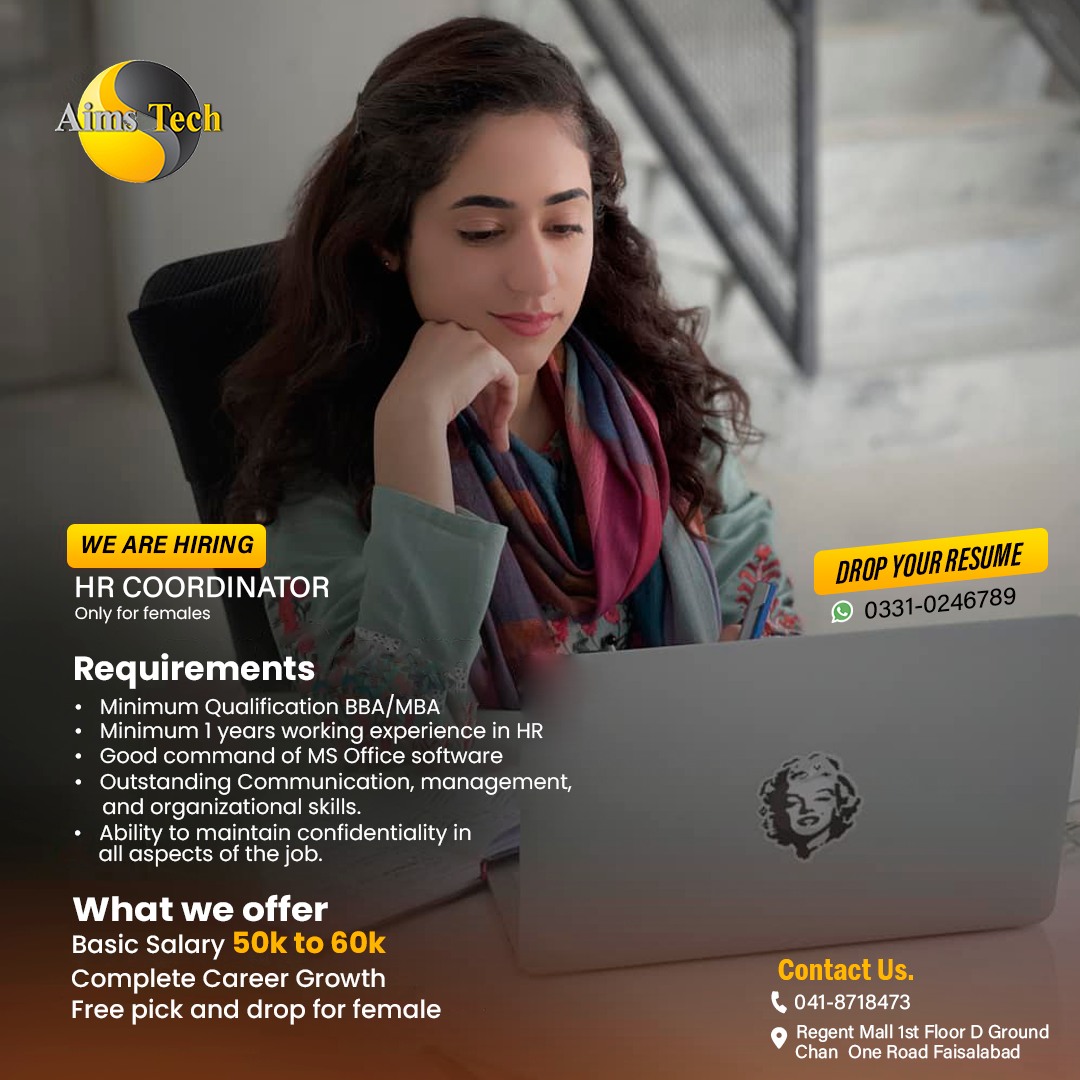 Aims Technologies Jinnah Colony-Official - We are Hiring ! Position: HR ...