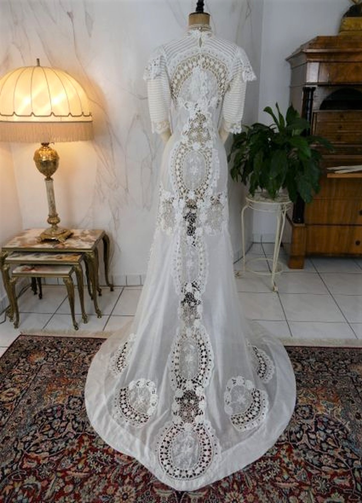 irish crochet lace dress EVENING GOWN, c. 1905 Material:COTTON promo-eligible Pakistani Corset Dresses Crochet technique Size US Womens Size
