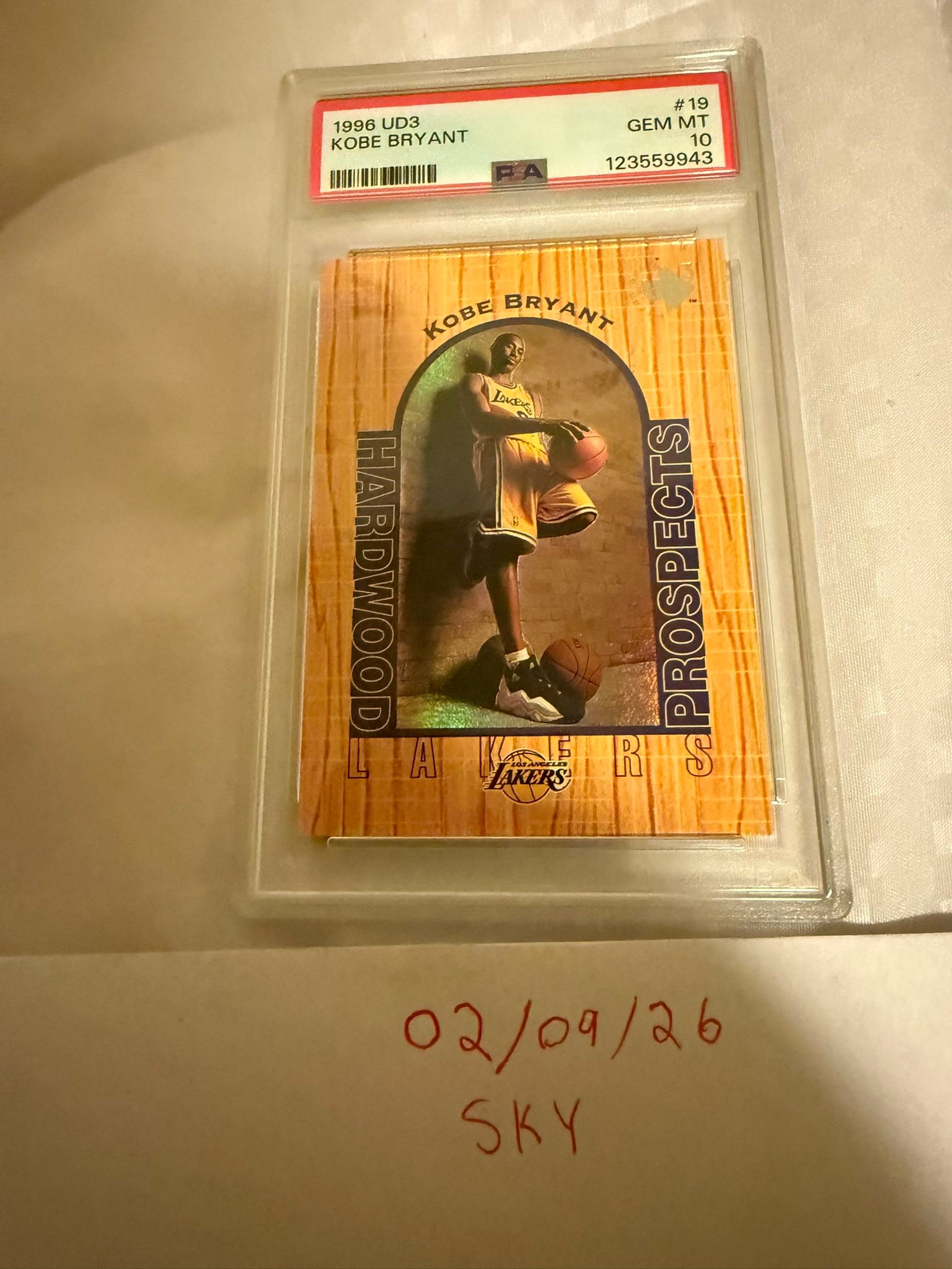 1996 UD3 Kobe Bryant Rookie psa 10
