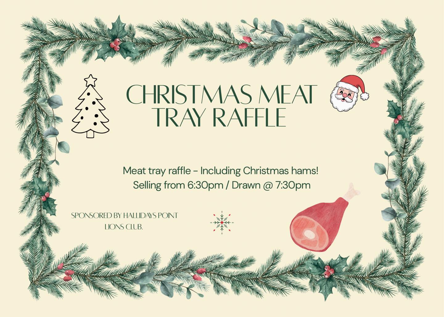 🎄 Christmas meat tray raffle. 🍗... - Hallidays Point Tavern | Facebook
