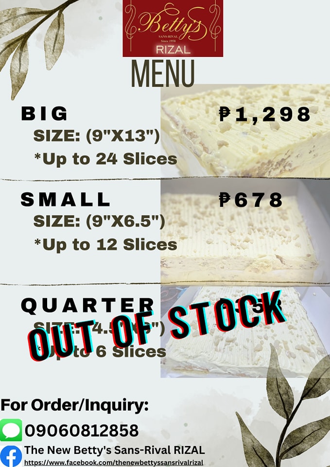 The New Betty's Sans-Rival RIZAL | Cainta