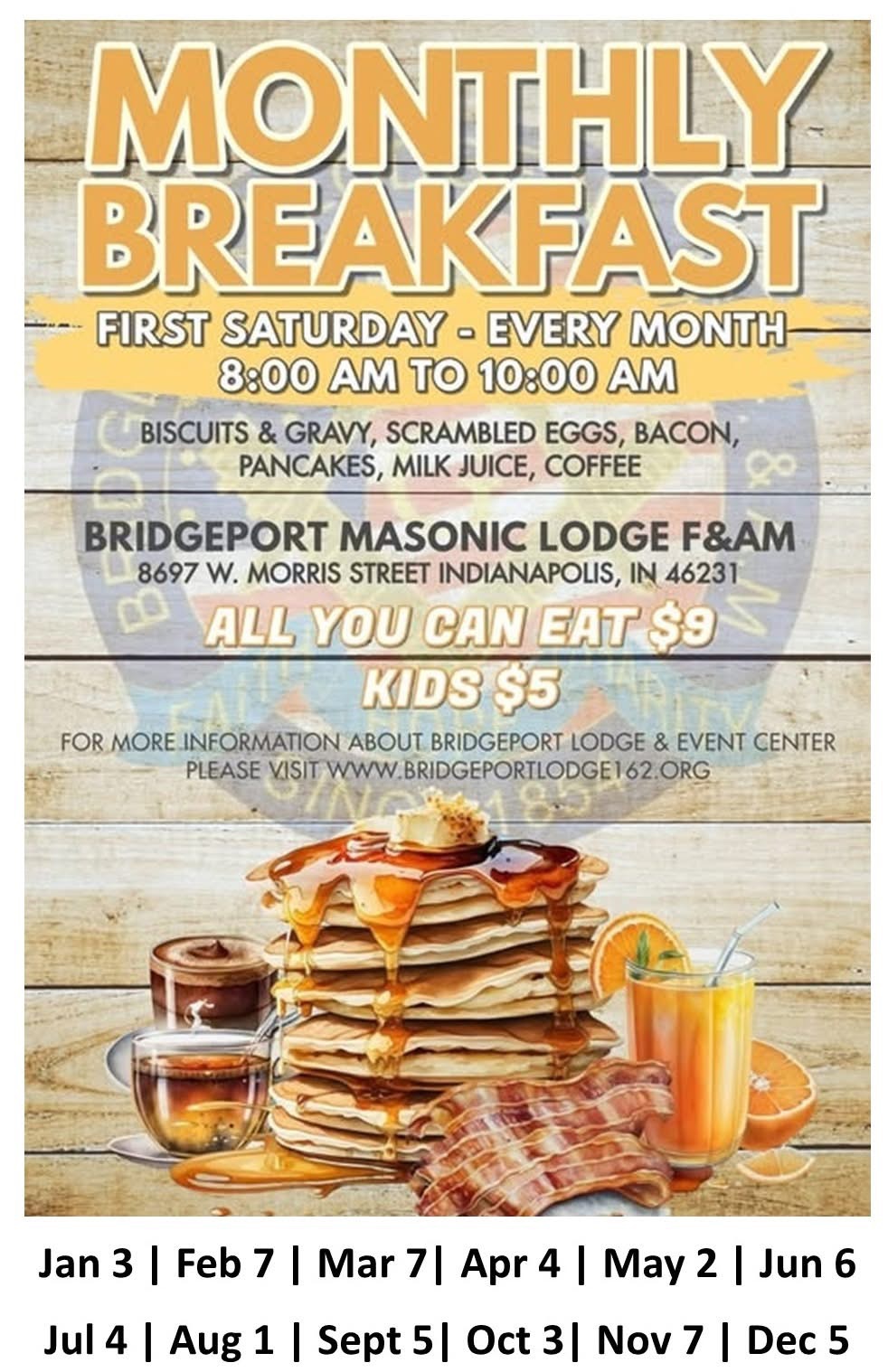 First Saturday Breakfast—Mar. 7th 8-10 AM