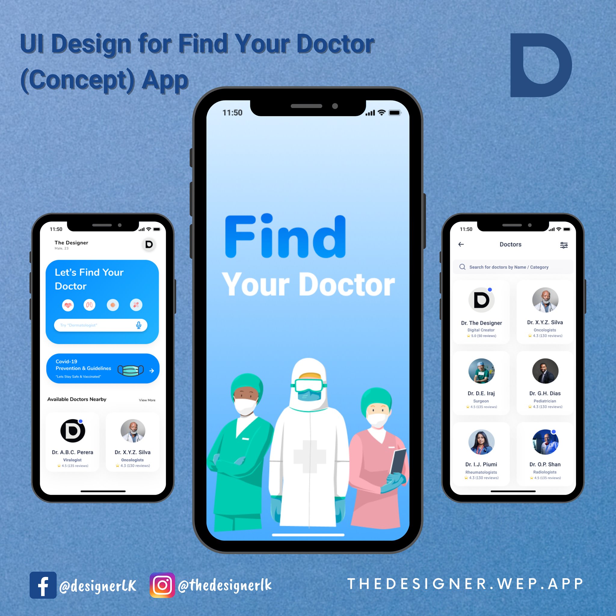 The Designer - Find Your Doctor (Concept) App UI Design....