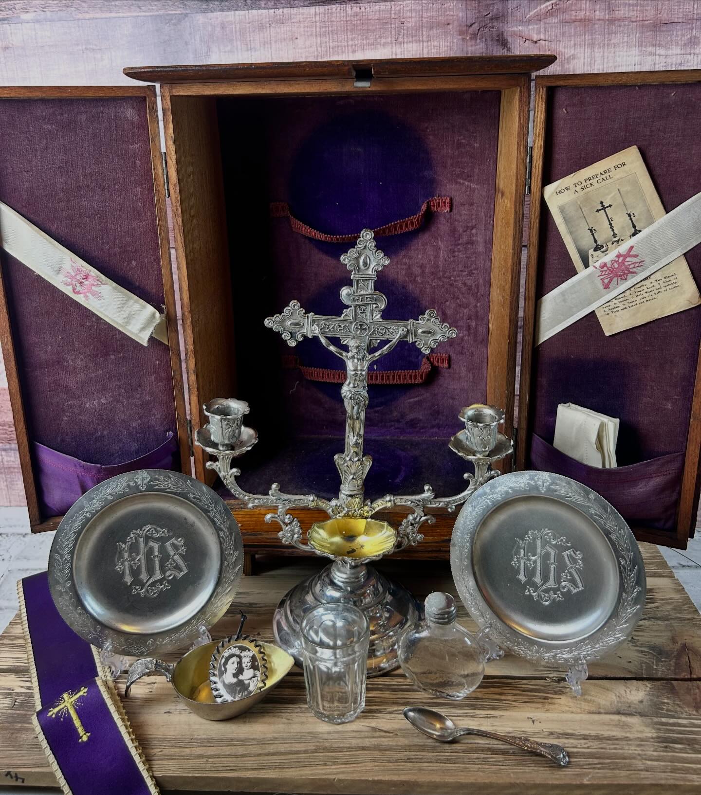 Impressive find…This 1897 antique sick call box/kit was often kept
