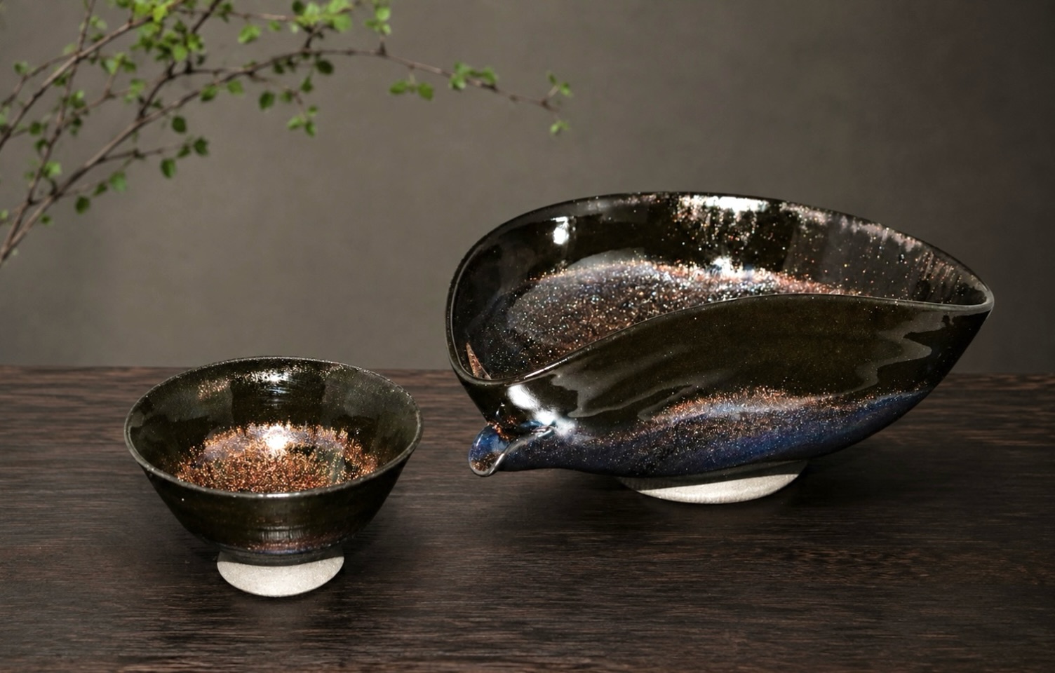 蒼炎銀河茶盌 Celestial Blue Flame Matcha Bowl #抹茶茶碗 #天目