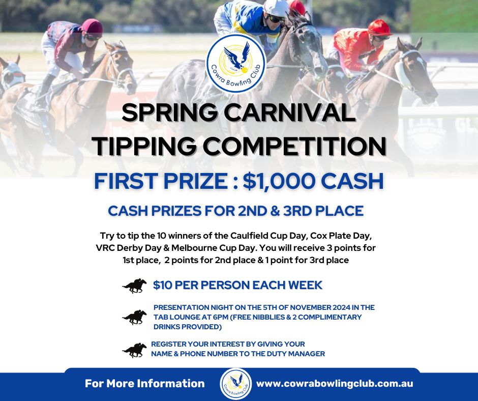 Cowra - 🎉 Spring Carnival Tipping Competition 🎉 Join us for our Spring ...