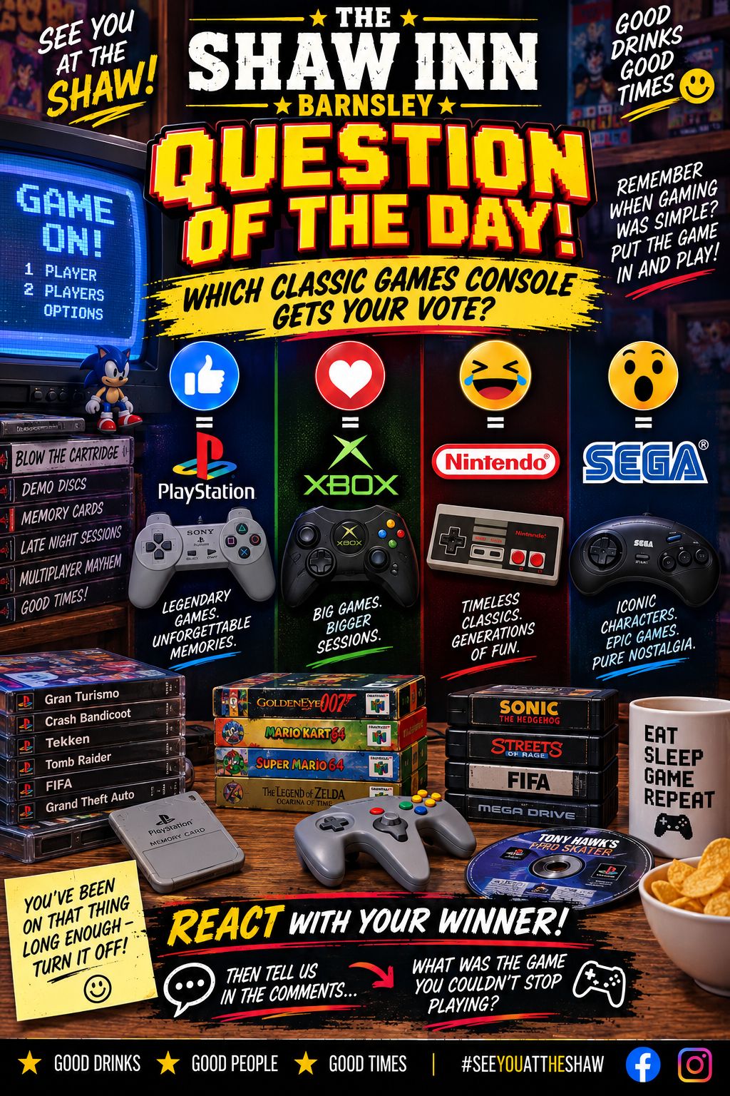 🎮 THE SHAW INN – QUESTION OF THE DAY! 🎮 Remember when gaming