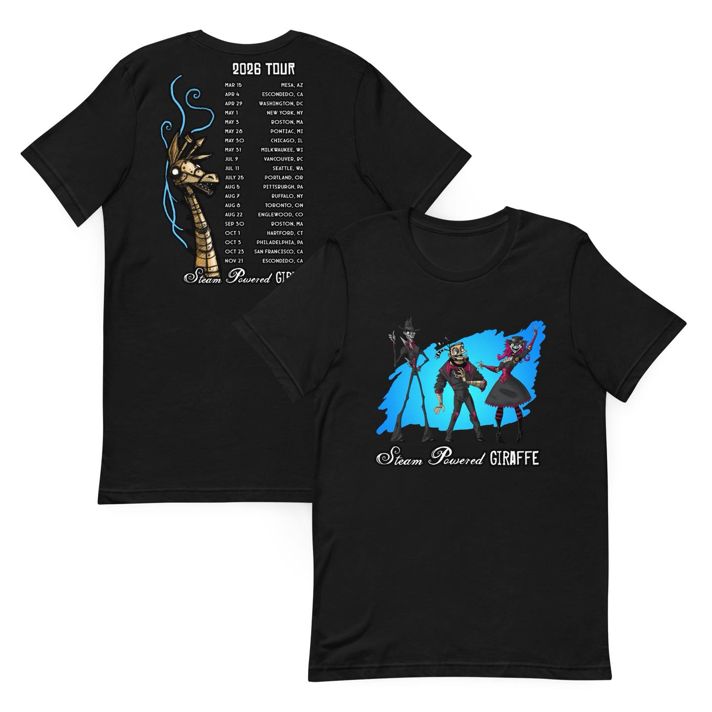 Celebrate the band's 2026 tour with this t-shirt that features the