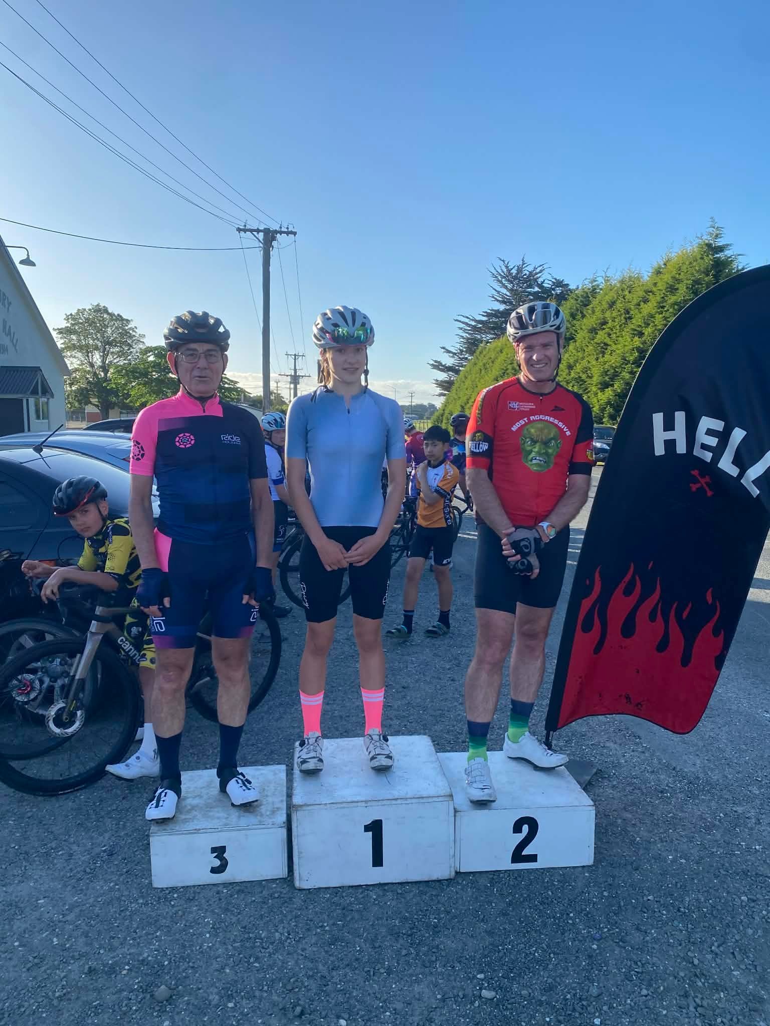 Cycling - C Grade 🥇 Sienna Macpherson 🥈 Kerry Russell 🥉 Dave Simpson ...