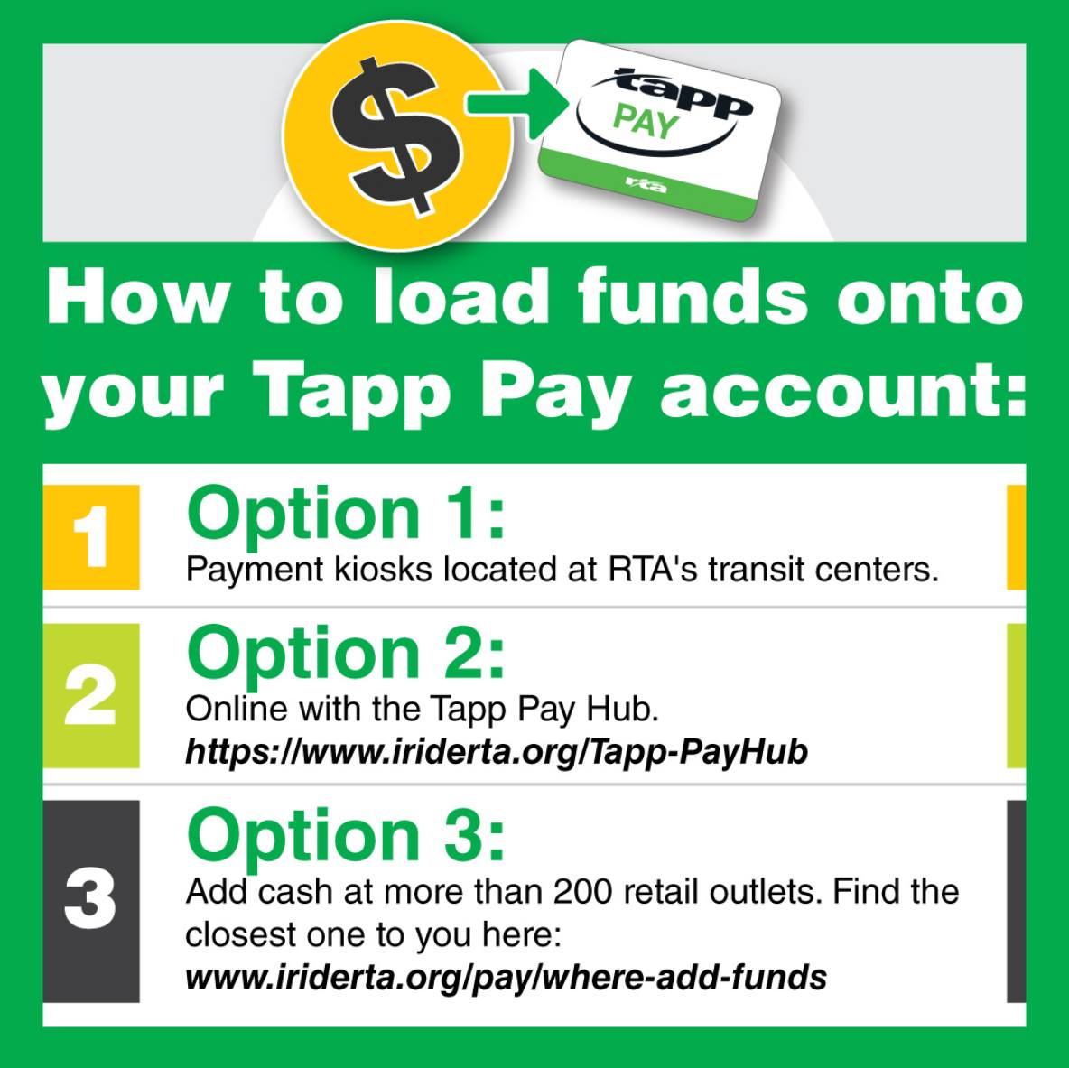 Need to add funds to your Tapp Pay... - Greater Dayton RTA | Facebook