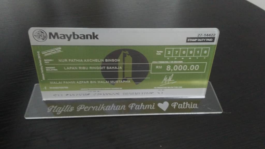 Wedding DK - MOCKUP CHEQUE 😍 . Acrylic + print + full...