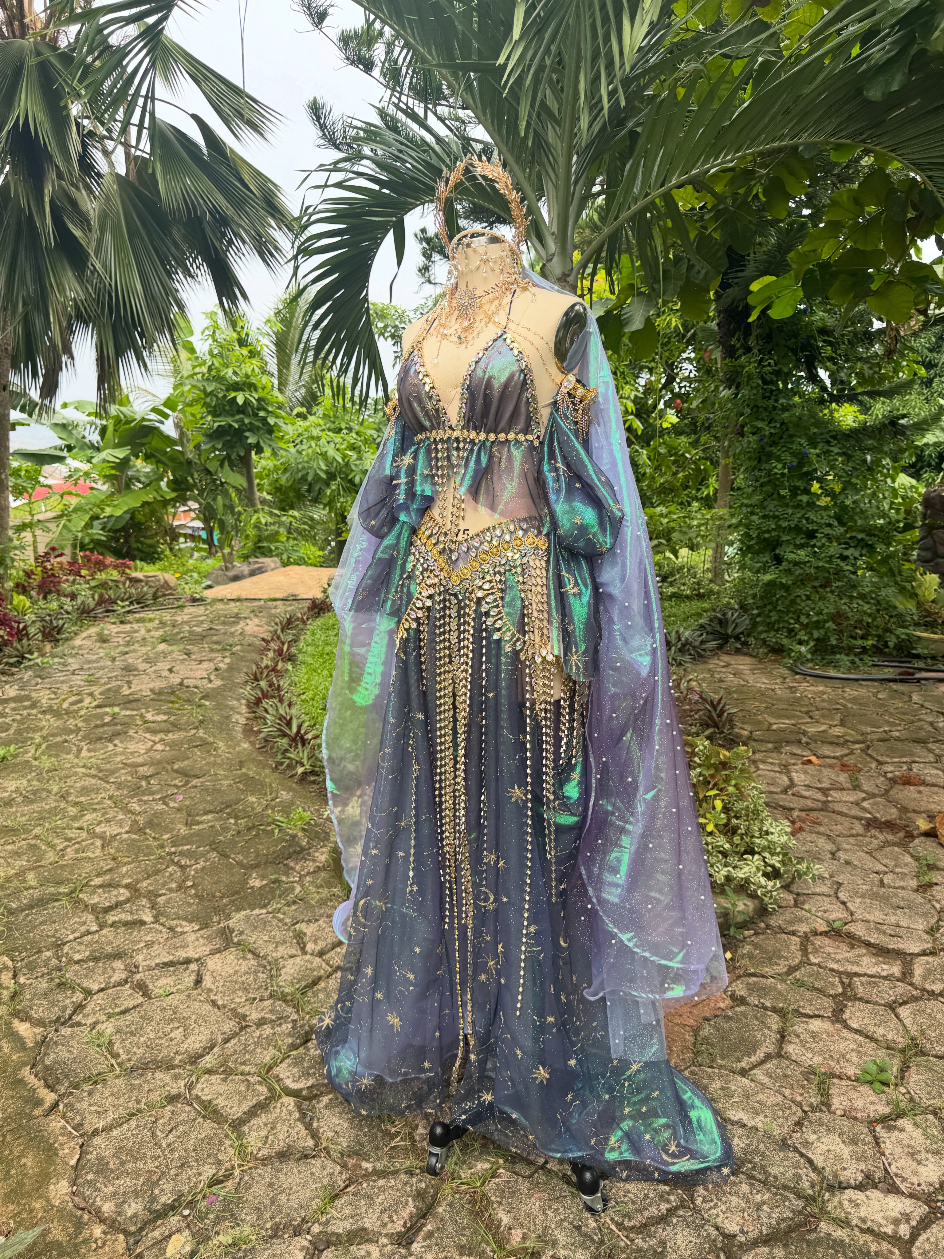 I made this dress inspired by galaxy, ultra feminine, goddess divine! It's different from the usual corset tops I make, but I'm loving this new direction! #fantasy #goddess #bookish #booktok #couture