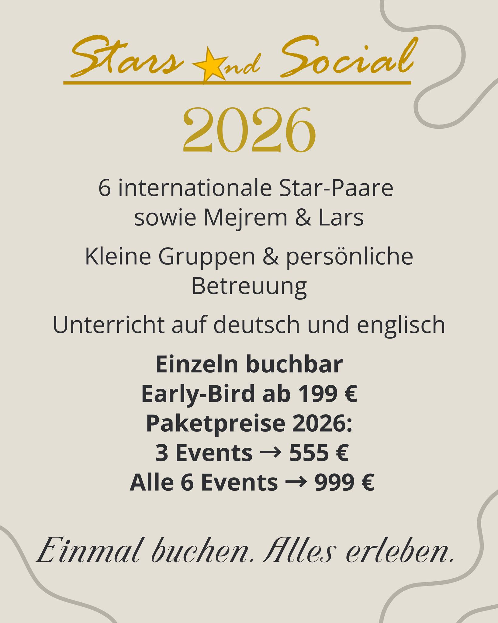 Taktgefühl - Stars & Social 2026 – sechs exklusive WCS-Wochenenden mit ...