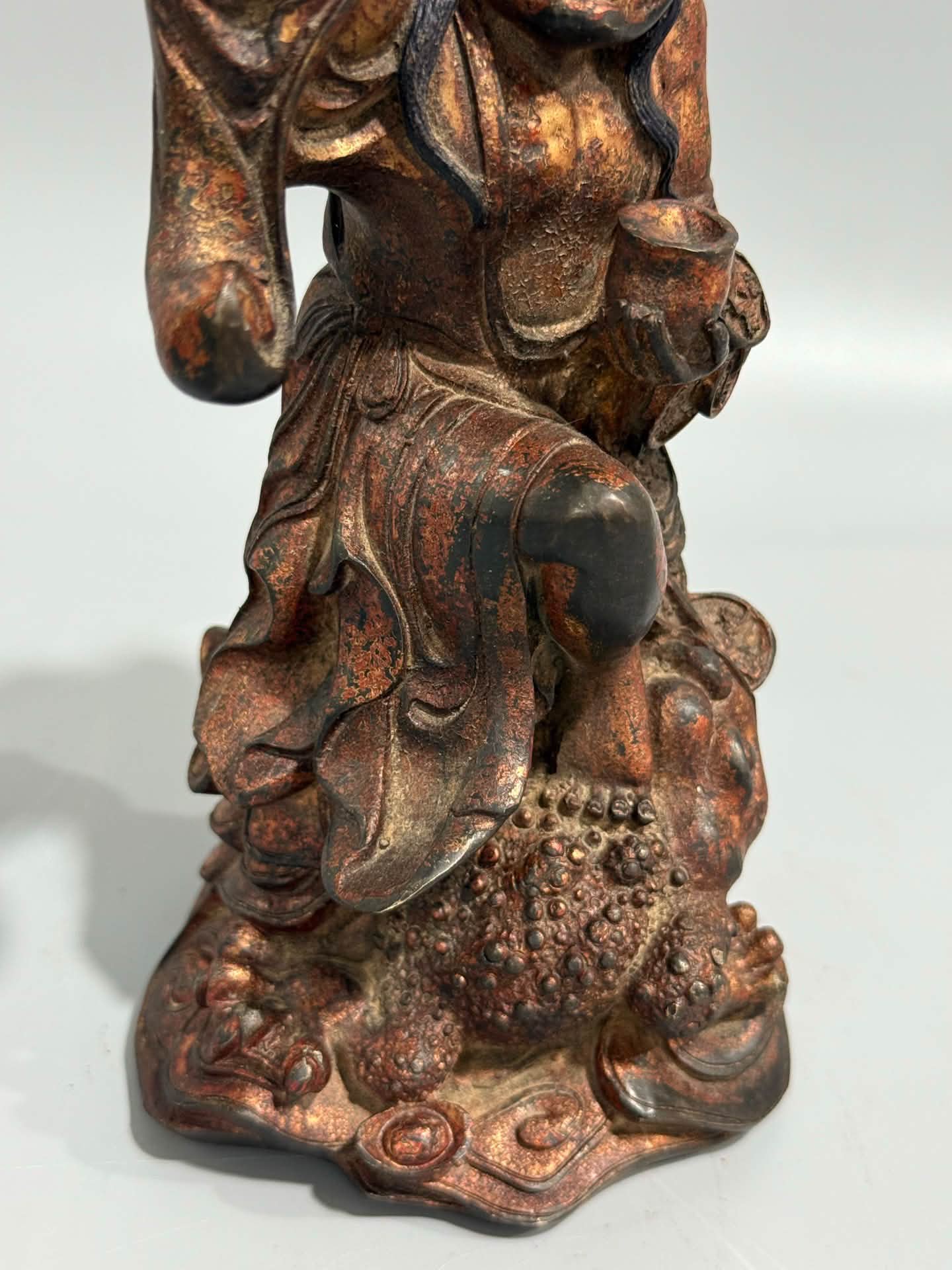 纯铜高浮雕錾刻彩绘描金镇宅辟邪金刚降魔杵法器重1160克高31厘米宽10