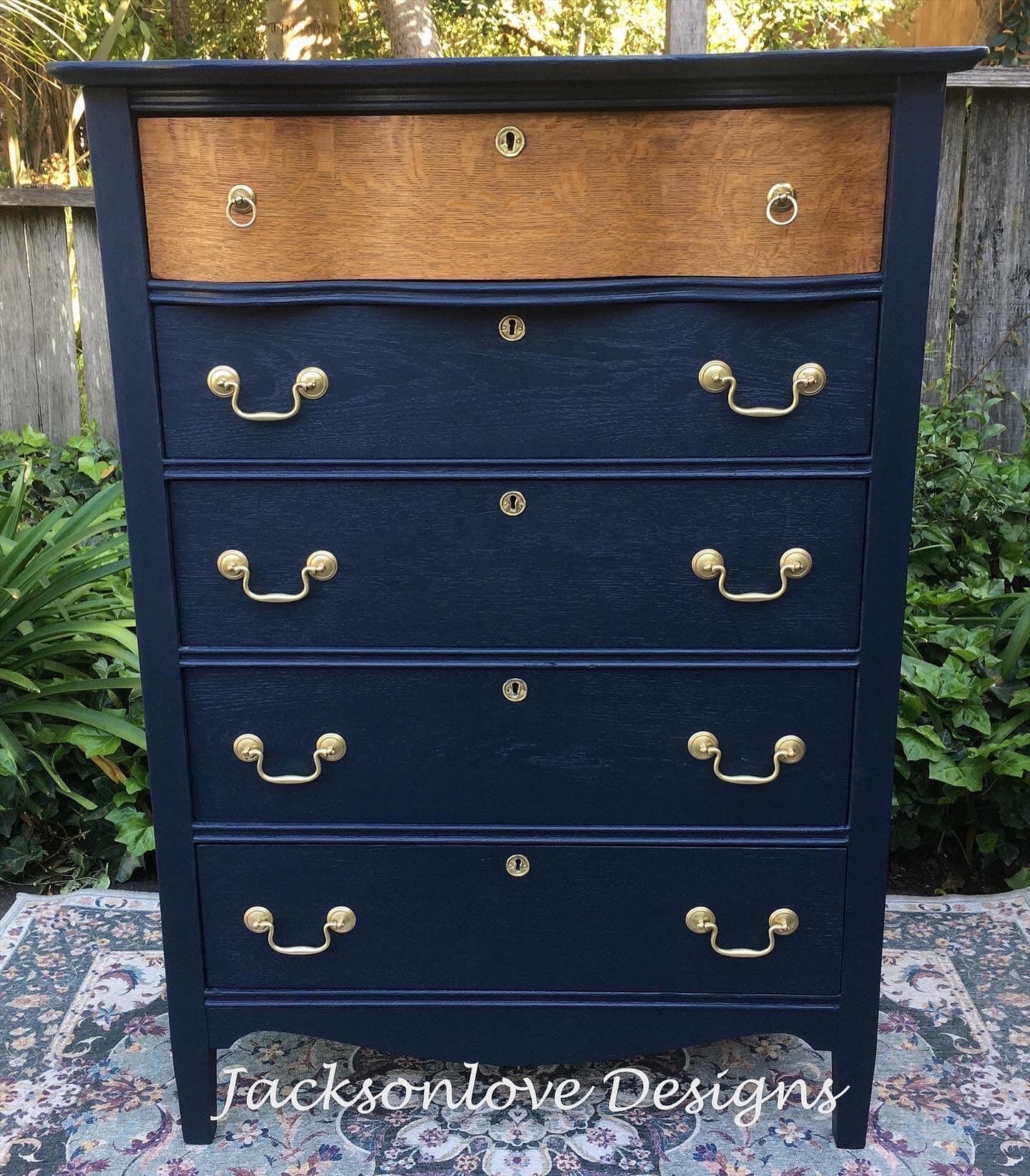 vintage blue dresser Joaxswe Farmhouse 54" 7 Drawers for Bedroom, Wide Wood Chest of Drawers w/ 4 Wooden Legs, Large Storage Dressers Organizer for Hallway, Rustic TV Stand for Living Room, Light or living rooms requiring both function and aesthetic appeal SOLD | Navy Blue &