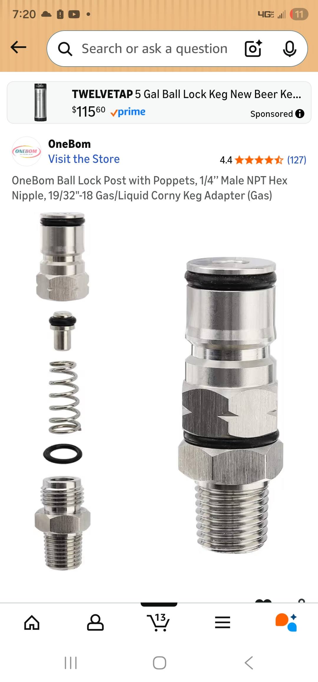BIERKRONE Ball Lock Keg Posts, Kit of 4 Keg Fittings for Gas and Bee