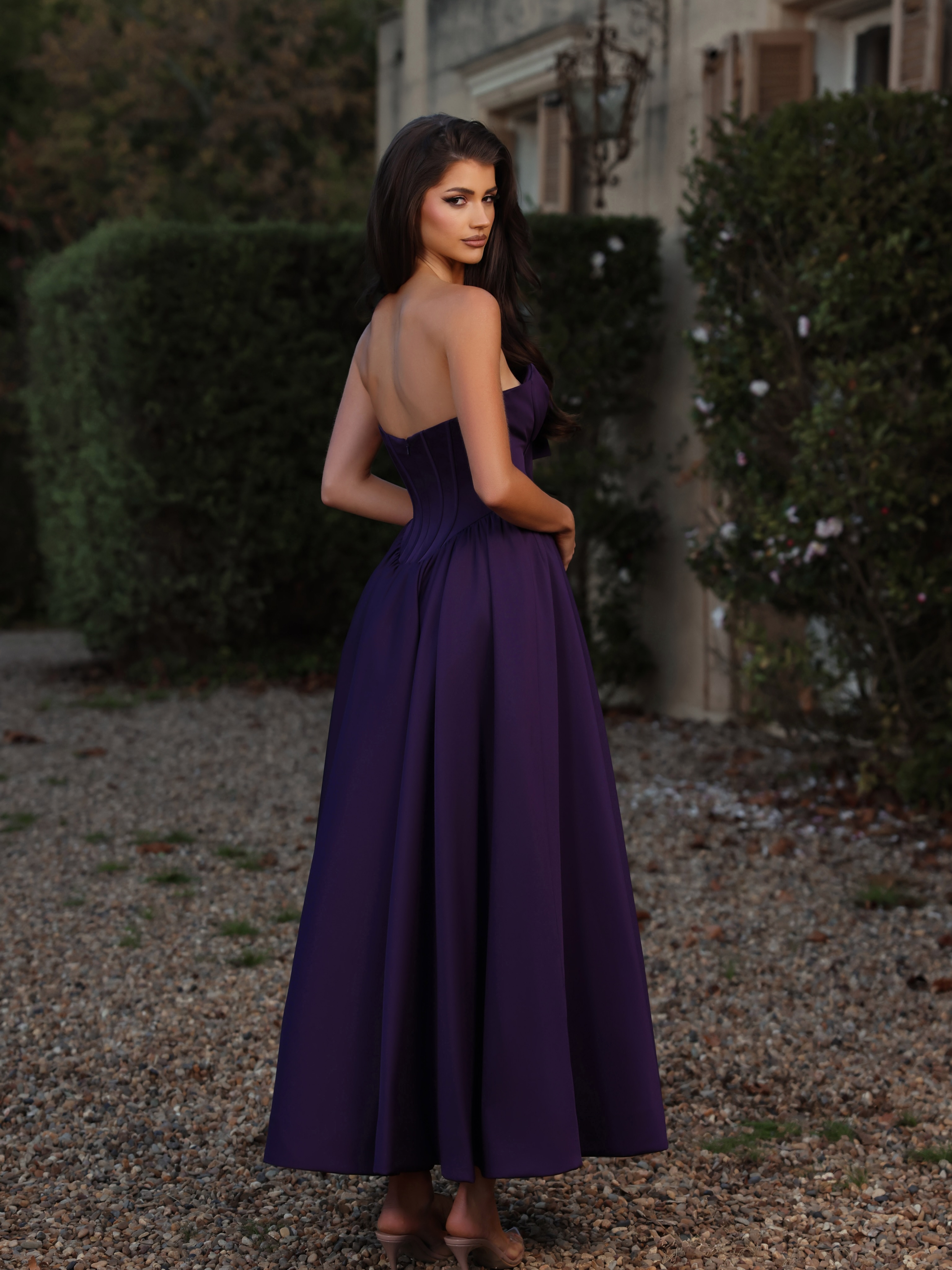 bridesmaid high low dresses Tahiti Purple A Line Spaghetti Straps Stretch Satin Bridesmaid Dress you can order them Shop Trendy Navy Dresses Size:8X kledingmaten-s