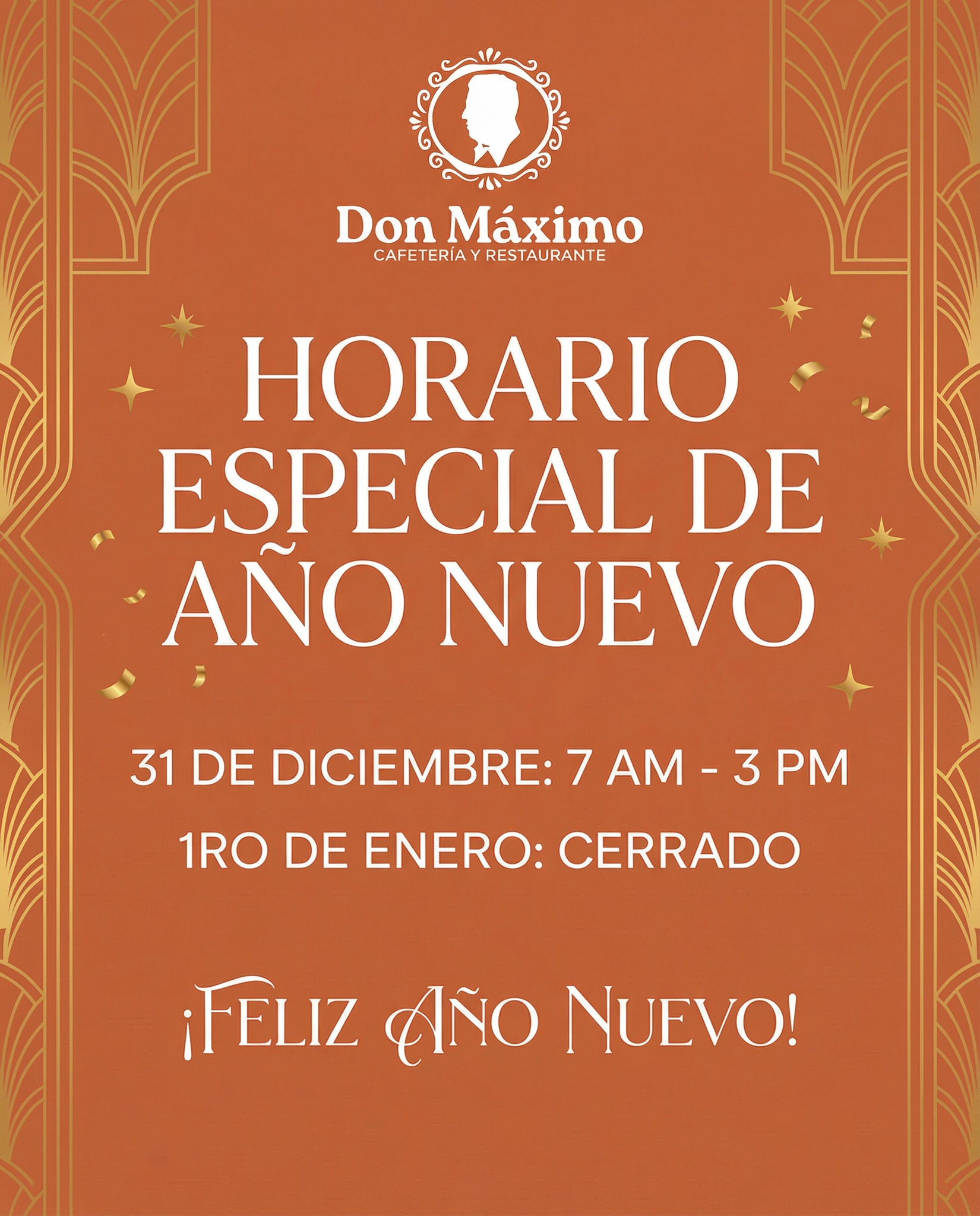 Cafetería - 🎆☕ Horario Especial de Año Nuevo en Cafetería Don Máximo ☕🎆 ...
