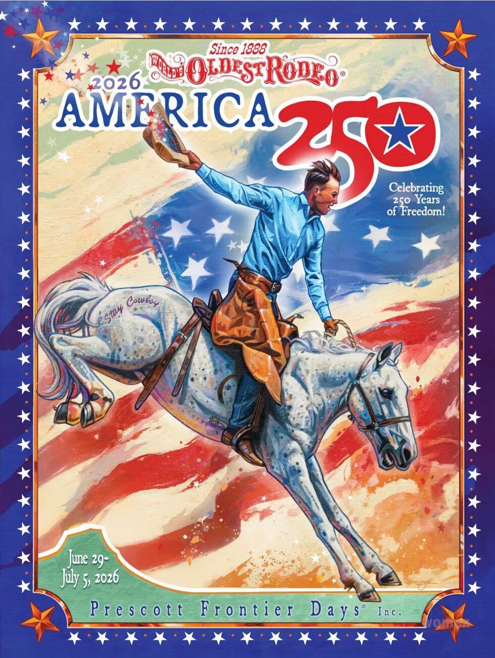 ヴィンテージ Rodeo America 刺繍 Made In USA 2026 America 250 poster by Steve Atkinson for sale