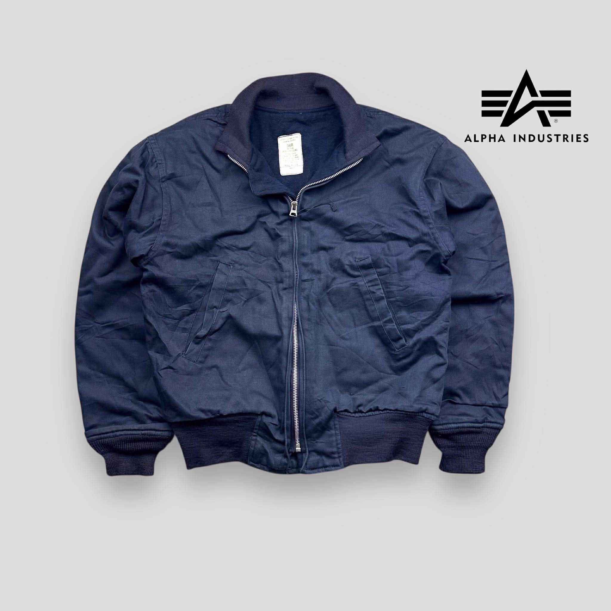 ?VINTAGE 1990s ALPHA INDUSTRIES TANKER JACKET BLUE NAVY MADE IN 