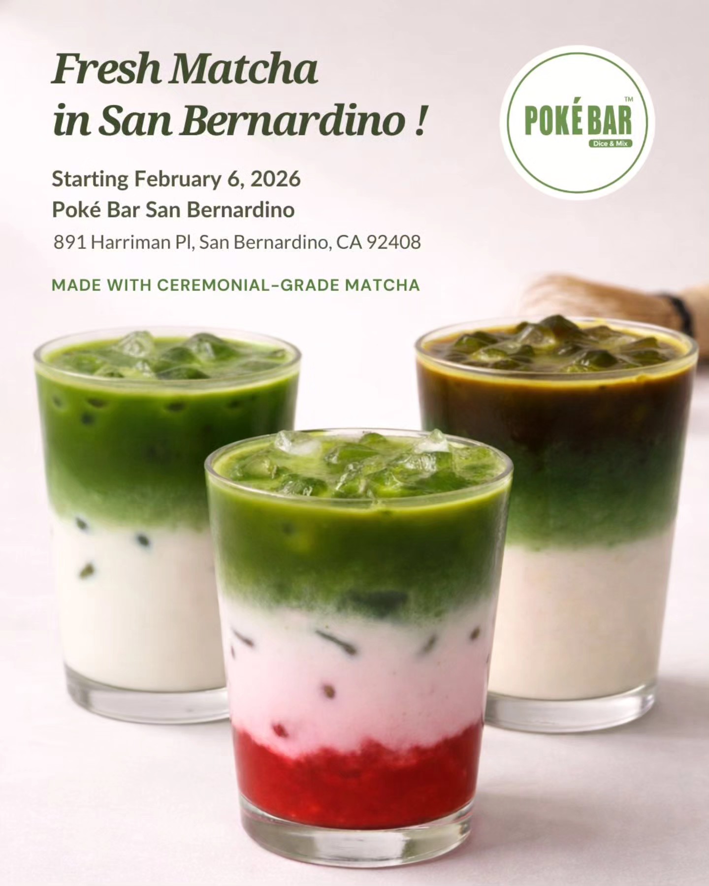 Poké - San Bernardino Poke Bar 🍵 Fresh Matcha Launch Starting February ...