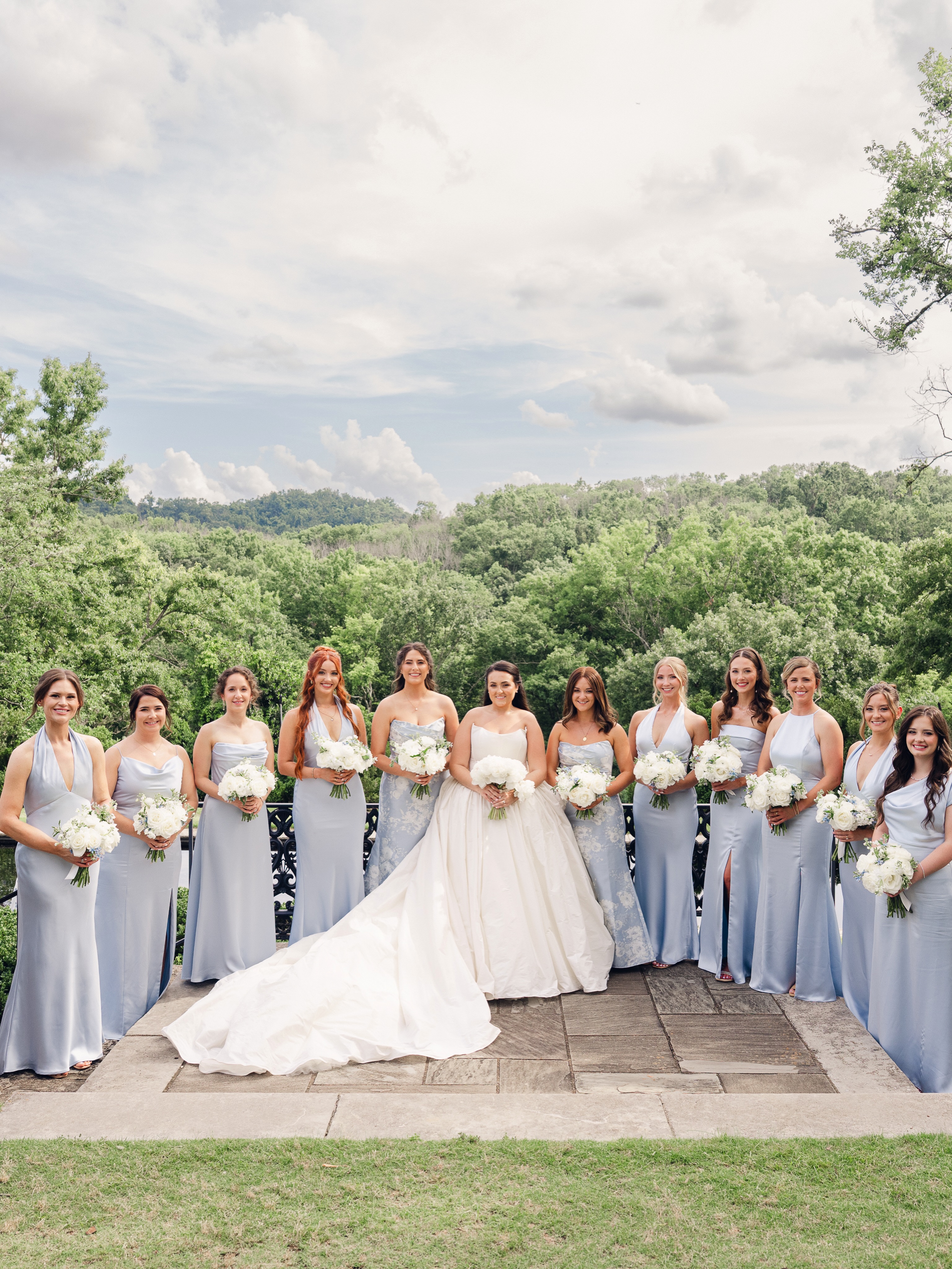 bridesmaid dresses nashville Haley and her girls Cheekwood. Planning & Design: Jayne Bubis + Debbie Burch Lundy Venue: Cheekwood Weddings Bridesmaids Dresses: Bella Bridesmaids Hair Stylist + Make Up Artist: Hunter Paige by Parlour How to Style Blue Halston Heritage Color:Nude/Silver