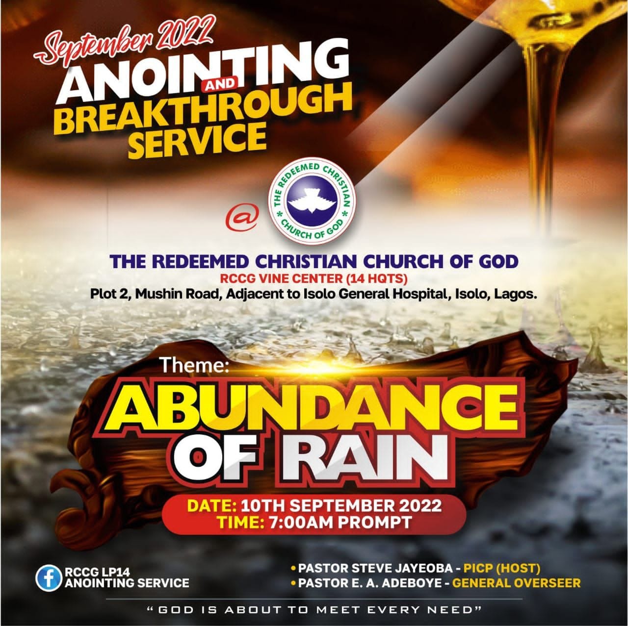 RCCG LP 14 Anointing service | Lagos