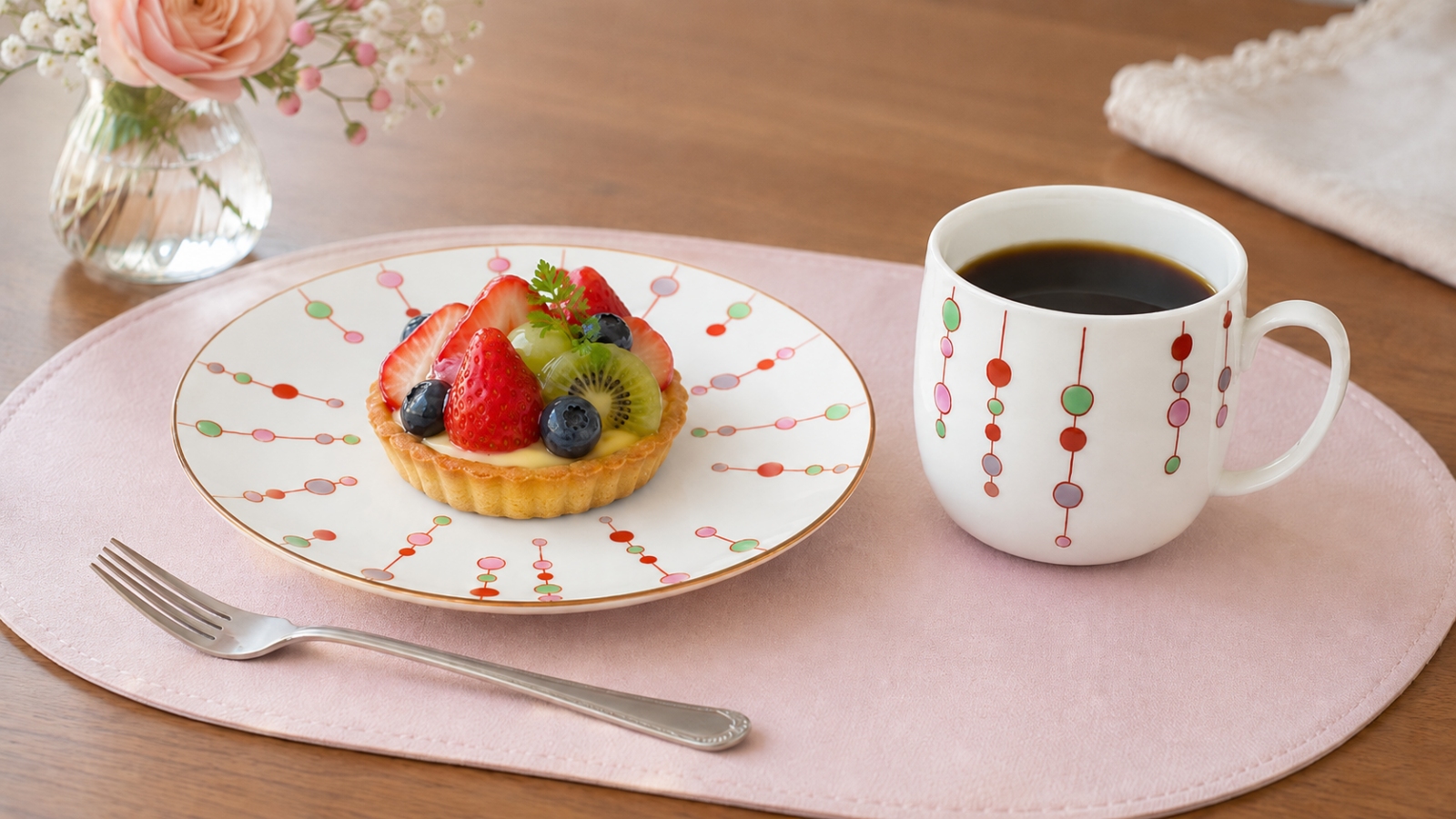 桜紅葉川絵 花瓶 香蘭社